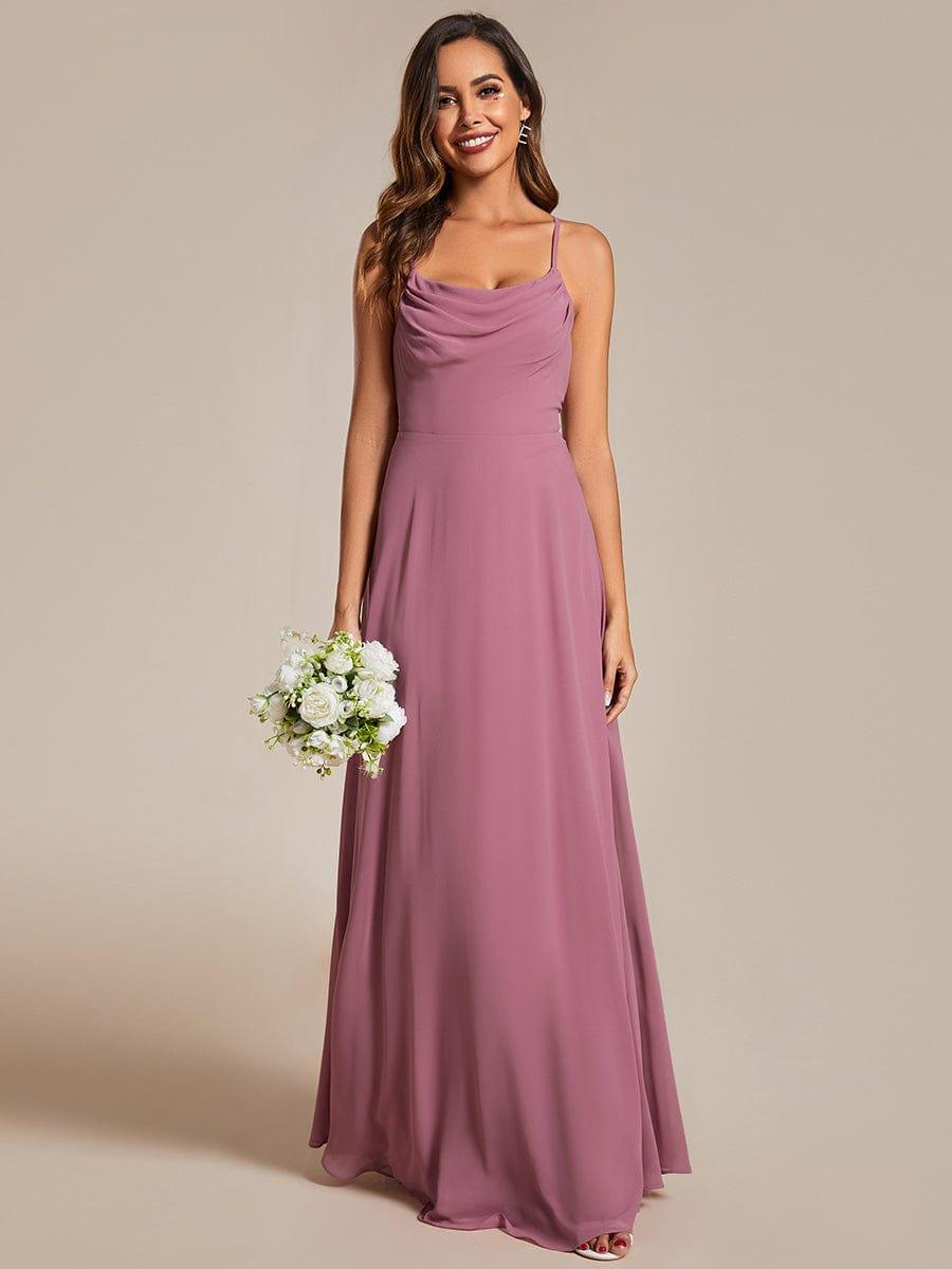 Flowy Back Criss-Cross Swing Collar Sleeveless A-Line Bridesmaid Dress #color_Purple Orchid