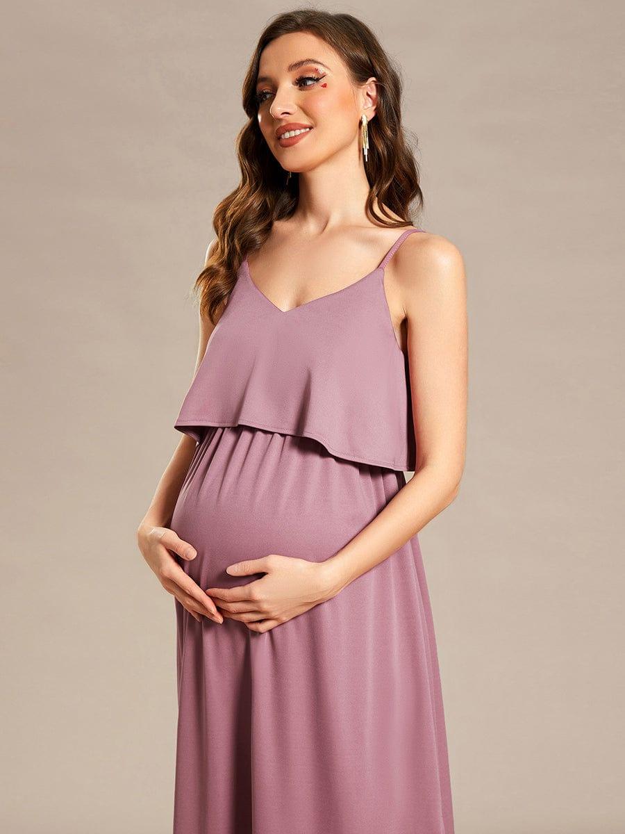 Airy Adjustable Spaghetti Straps Knee-Length A-Line Maternity Dress Airy Adjustable Spaghetti Straps Knee-Length A-Line Maternity Dress