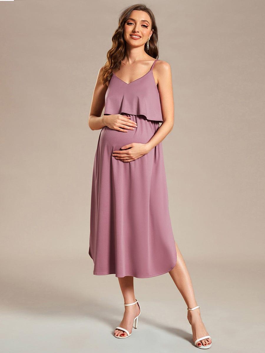 Airy Adjustable Spaghetti Straps Knee-Length A-Line Maternity Dress Airy Adjustable Spaghetti Straps Knee-Length A-Line Maternity Dress