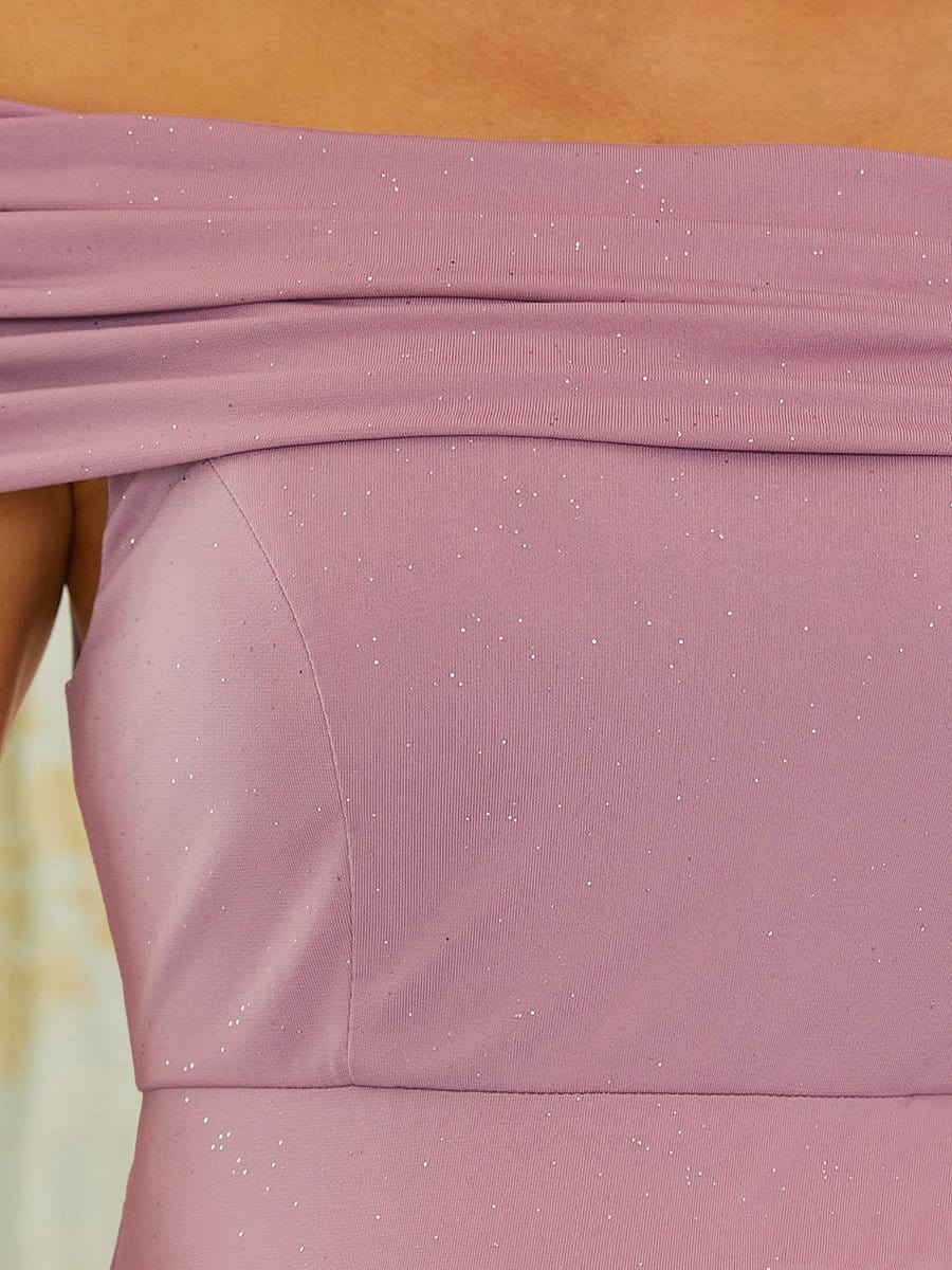 Color=Purple Orchid | Elegant Bodycon Strapless Fold-Over Maternity Dress-Purple Orchid 1 Color=Purple Orchid | Elegant Bodycon Strapless Fold-Over Maternity Dress-Purple Orchid 3
