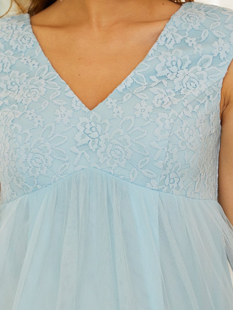 Color=Sky Blue | V-Neck Sleeveless Floor-Length Bridesmaid Maternity Dress-Sky Blue 1 Color=Sky Blue | V-Neck Sleeveless Floor-Length Bridesmaid Maternity Dress-Sky Blue 3