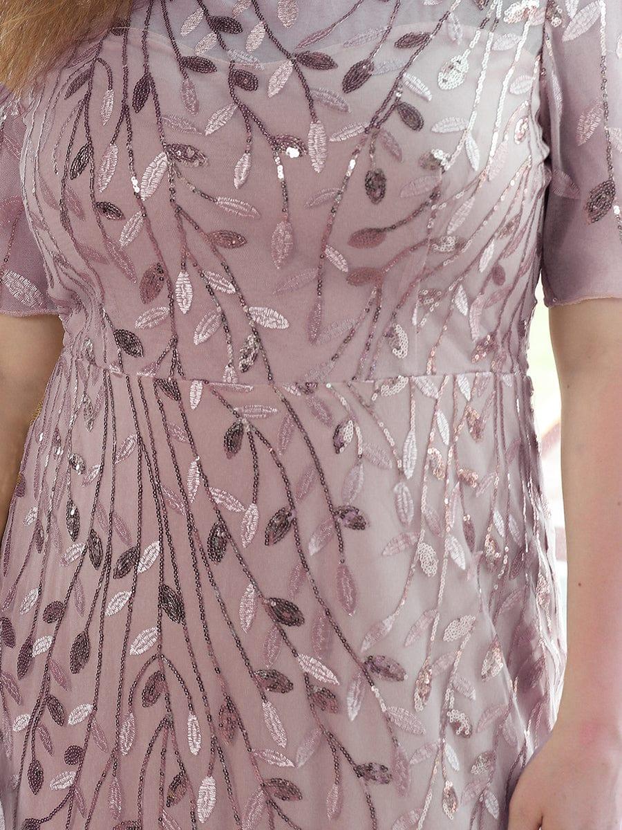 Floral Sequin Print Plus Size Mermaid Tulle Evening Dress #color_Lilac