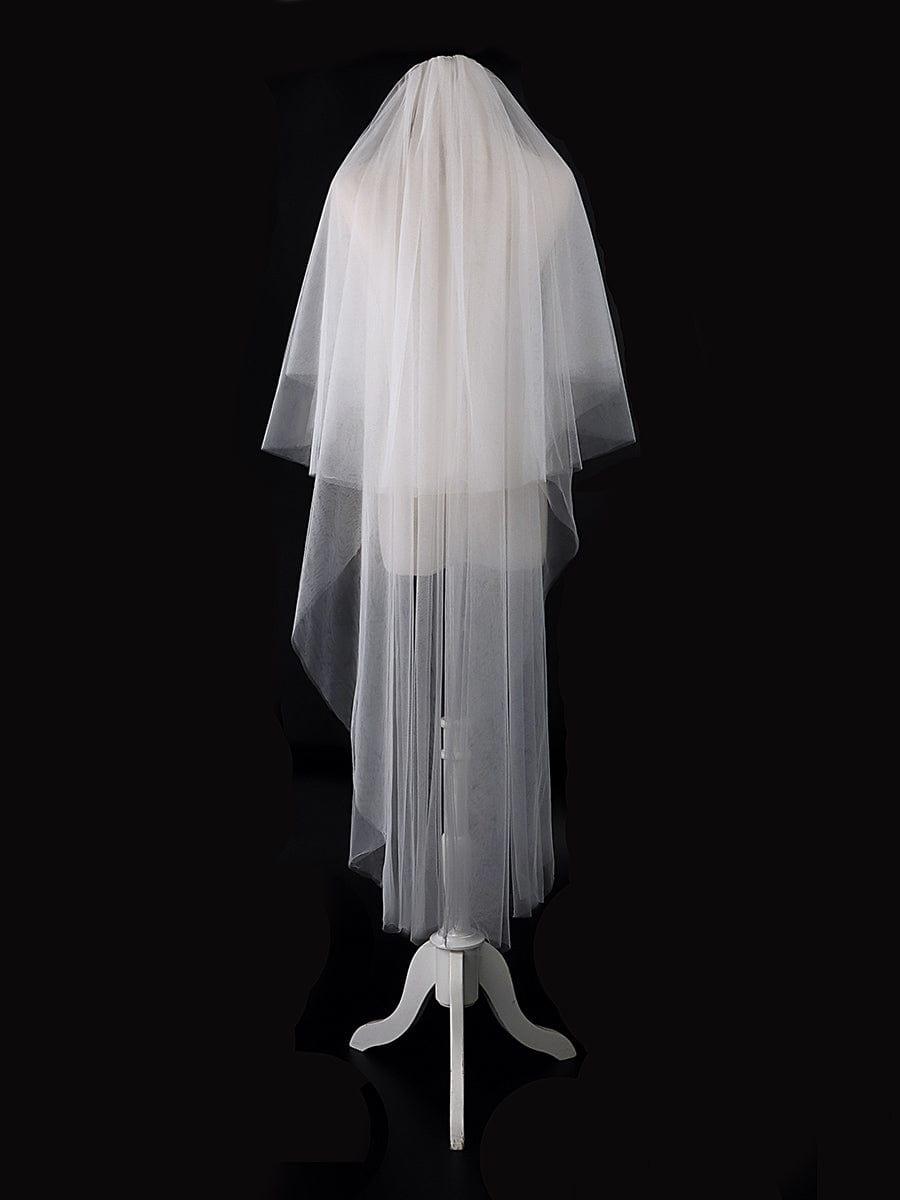 Simple Multi-Tier Tulle Cathedral Bridal Veil #Length_Short Simple Multi-Tier Tulle Cathedral Bridal Veil