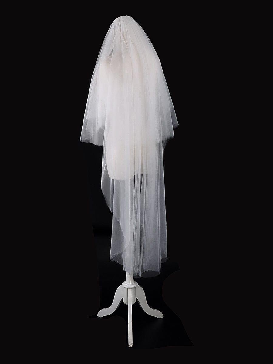 Simple Multi-Tier Tulle Cathedral Bridal Veil #Length_Short Simple Multi-Tier Tulle Cathedral Bridal Veil