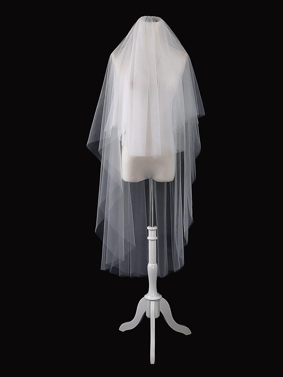 Simple Multi-Tier Tulle Cathedral Bridal Veil #Length_Short Simple Multi-Tier Tulle Cathedral Bridal Veil