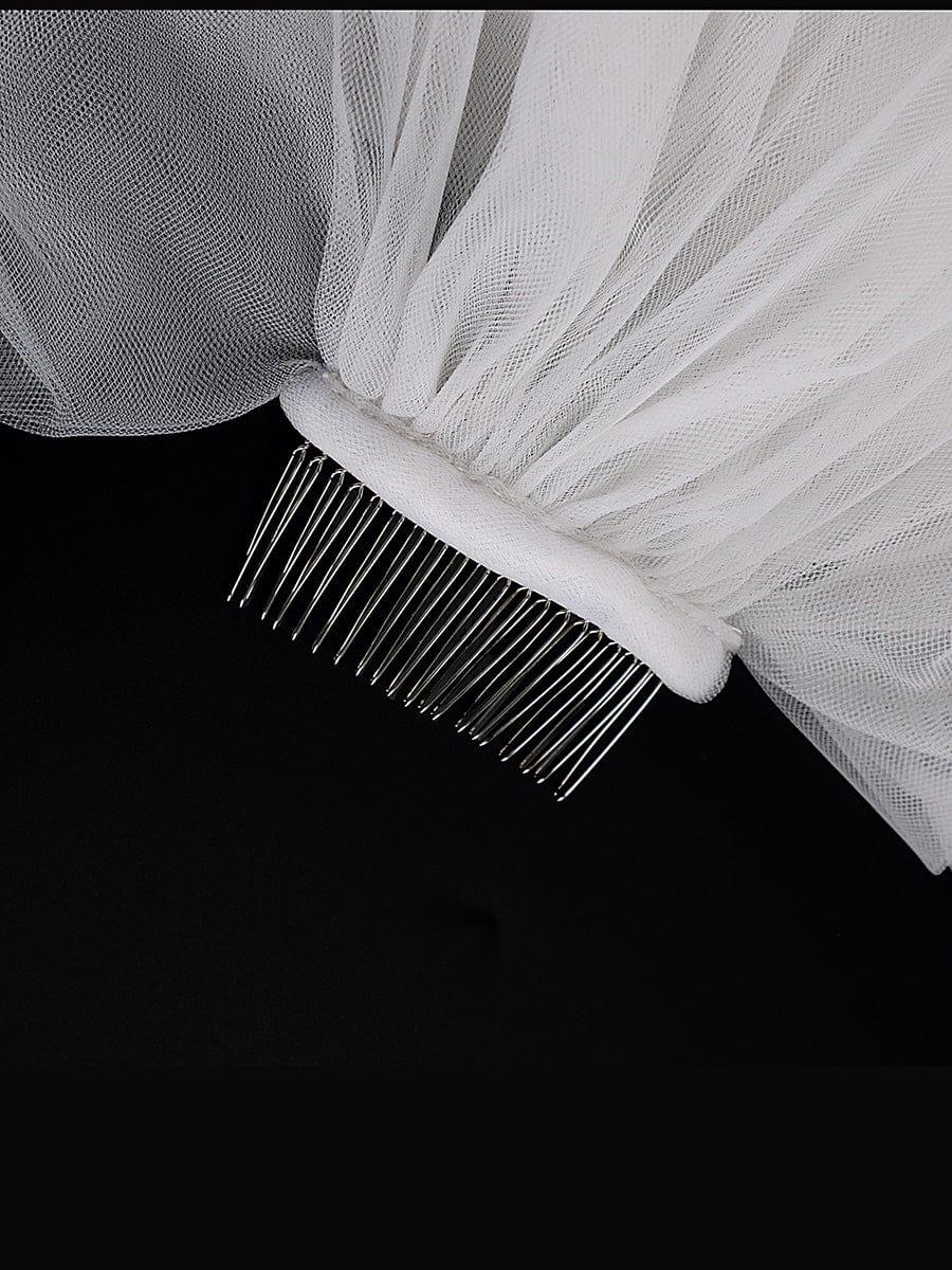 Simple Multi-Tier Tulle Cathedral Bridal Veil #Length_Short Simple Multi-Tier Tulle Cathedral Bridal Veil