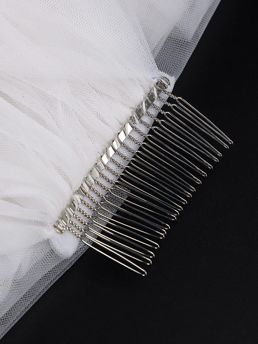 Simple Multi-Tier Tulle Cathedral Bridal Veil #Length_Short Simple Multi-Tier Tulle Cathedral Bridal Veil