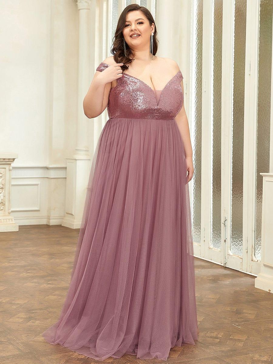 Plus Size Long Sequin Special Occasion Dresses #color_Purple Orchid