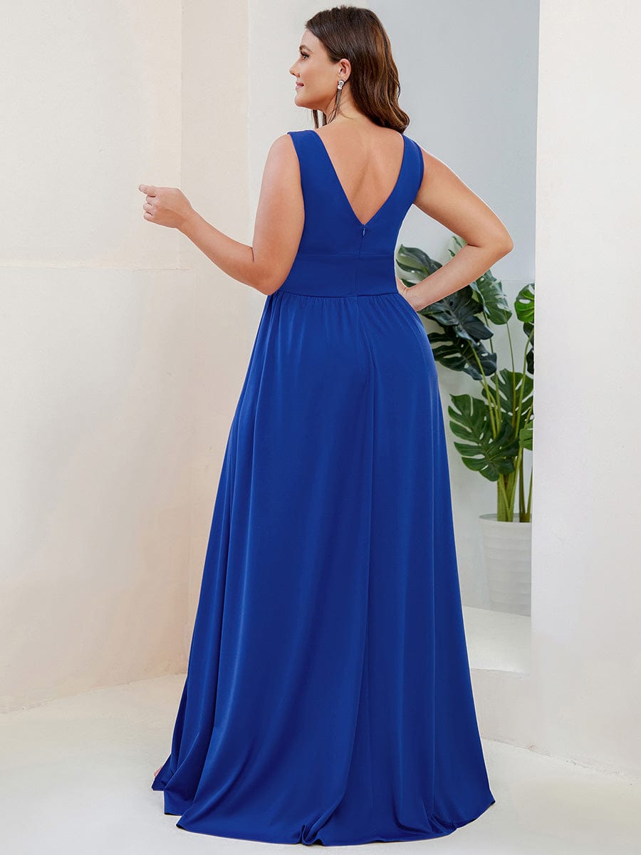 Custom Size Deep V-Neck Empire Waist Sleeveless Simple Evening Dress