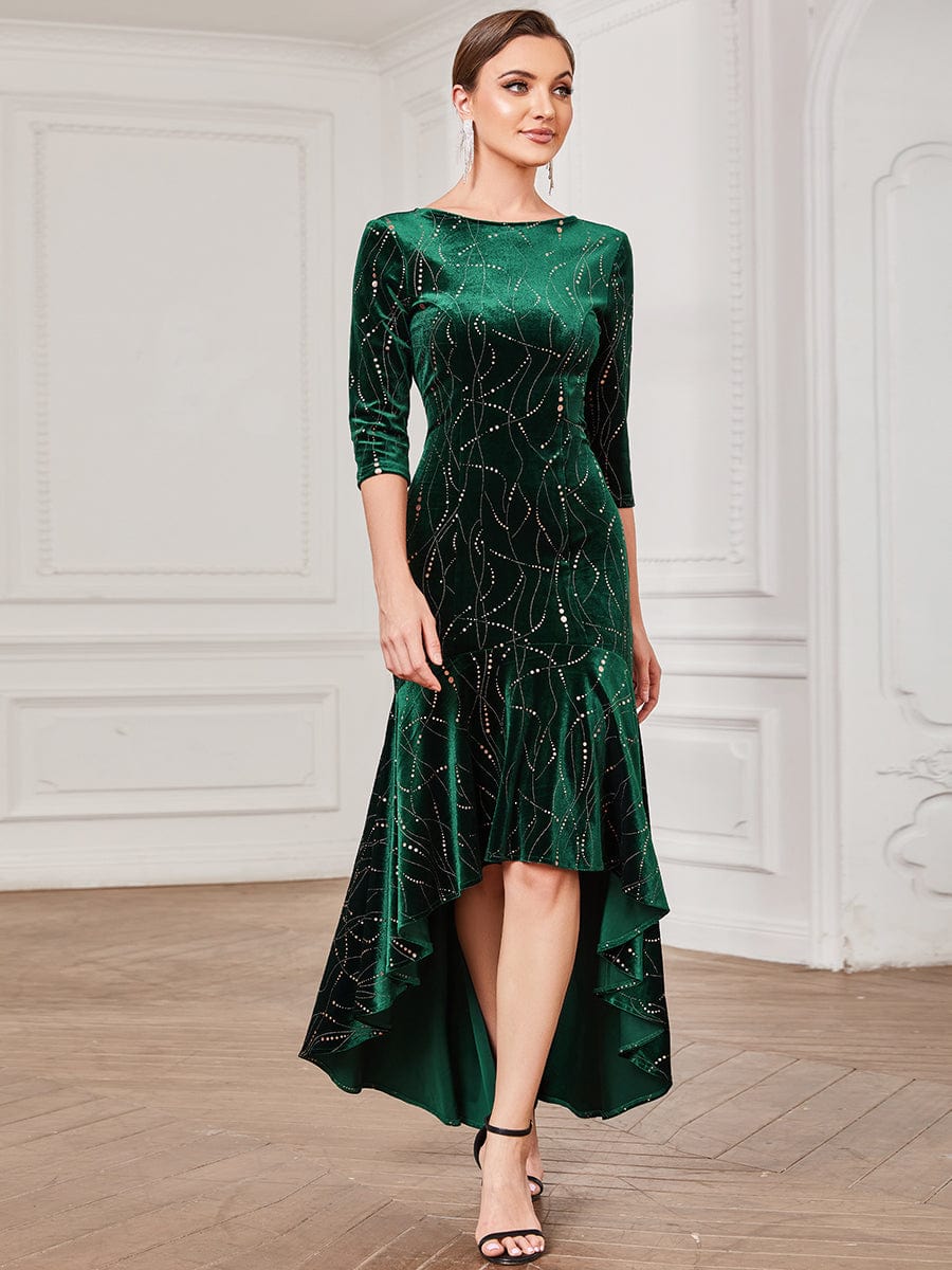 Emerald Green Velvet Dress Elegant Wedding Evening Party Long