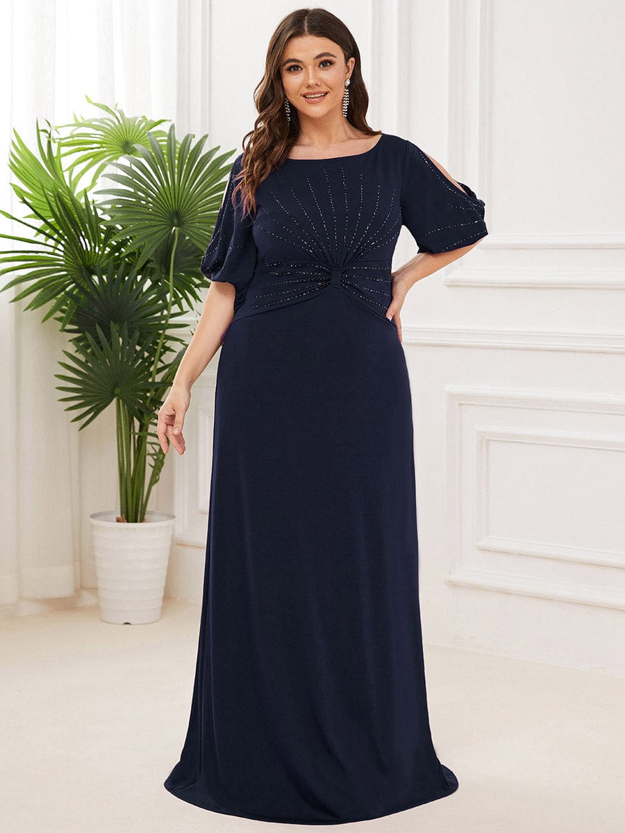 Plus Size Velvet Ruffle Sleeve Floor-Length Bodycon Evening Dress -  Ever-Pretty US