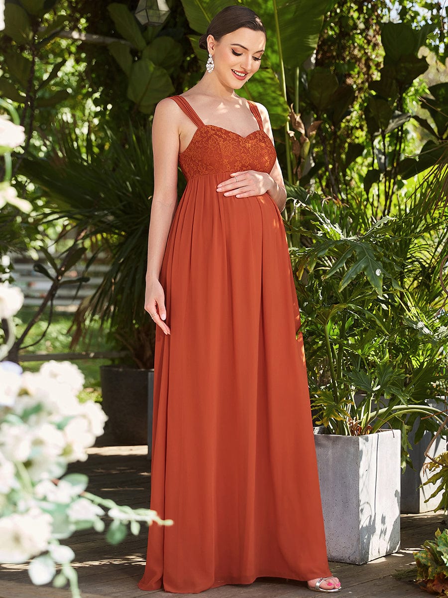 Chiffon Sleeveless Lace Ruched Maternity Dress - Ever-Pretty US