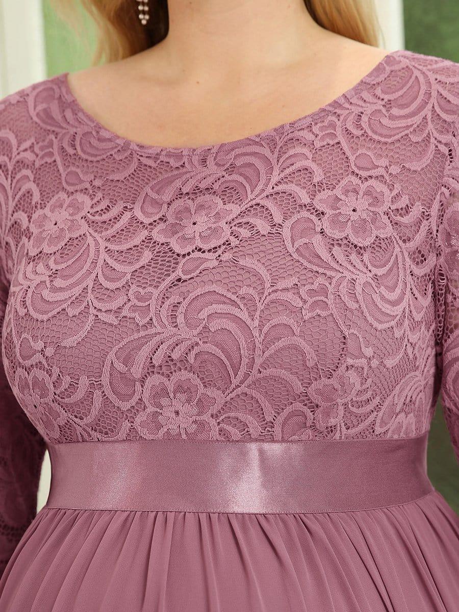 Plus Size Long Lace Sleeve Maternity Formal Dresses #color_Purple Orchid