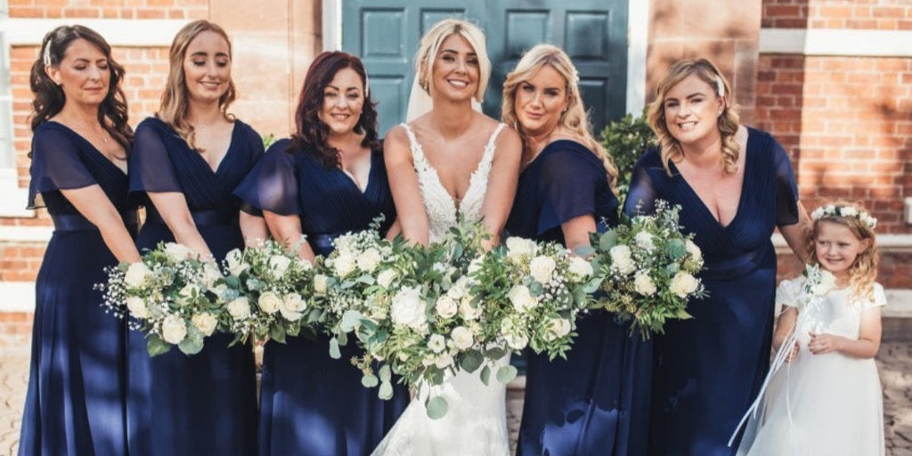 bridesmaid dresses with navy suits What colour bridesmaid dresses go with navy suits? Maids to Measure