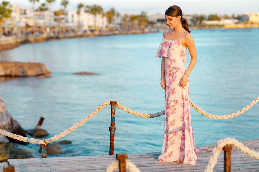 Larisa-wears-a-long-pink-dress
