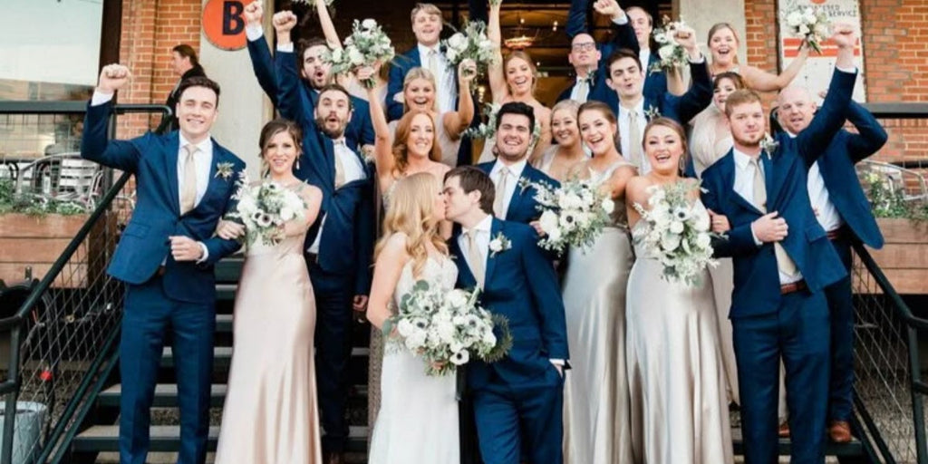 sachin and babi light blue dress Color Crush: Champagne Bridesmaid Dresses and the Hottest Shades of the  Season main image 0