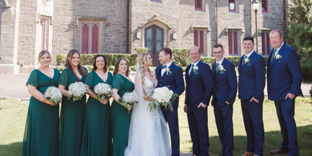 What Color Suits Go With Emerald Green Bridesmaid Dresses?