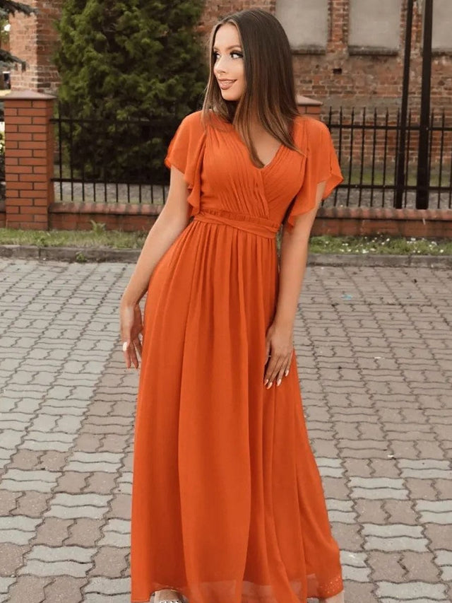 ever LEORA|Flowy Pleated A-Line Chiffon Tie-Waist Bridesmaid Dress Fan Photos 13
