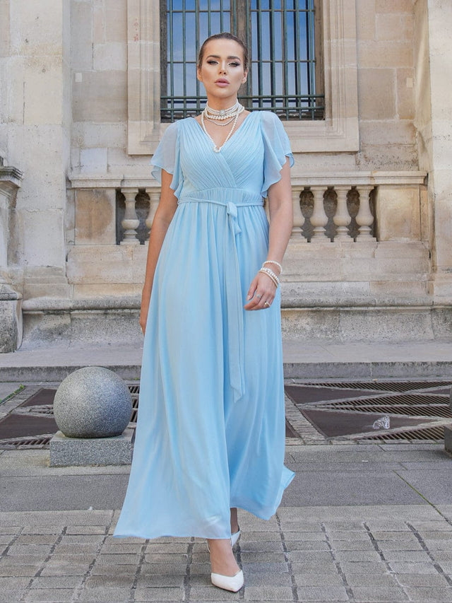 ever LEORA|Flowy Pleated A-Line Chiffon Tie-Waist Bridesmaid Dress Fan Photos 6
