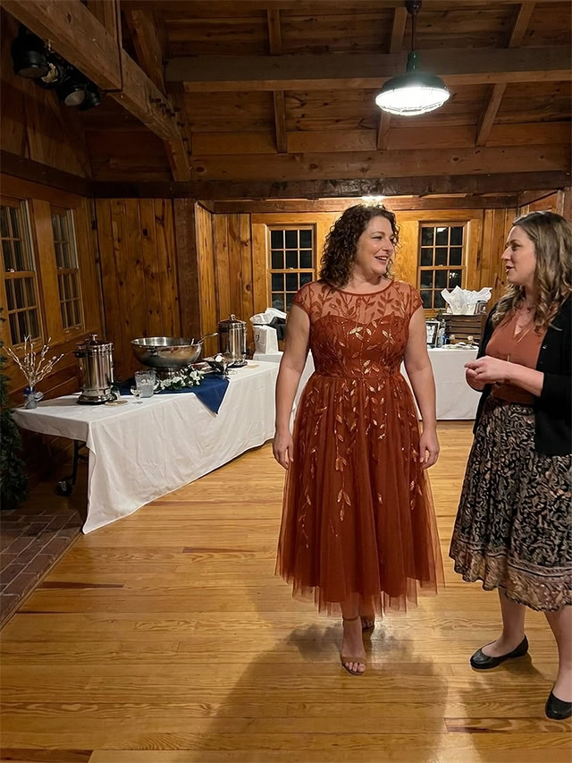 Plus Size See-through Sequin Wedding Guest Dress #color_Burnt Orange