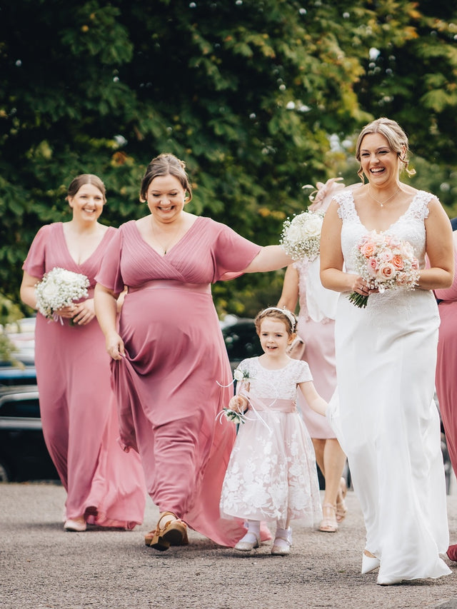 ever MONICA|Long Chiffon Empire Waist Bridesmaid Dress with Short Flutter Sleeves Fan Photos 26
