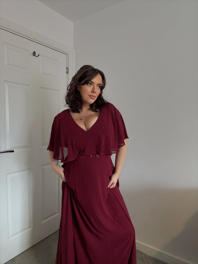 pretty MAXINE|Plus Size Chiffon Formal Maxi Dress with Batwing Sleeves Fan Photos 1

