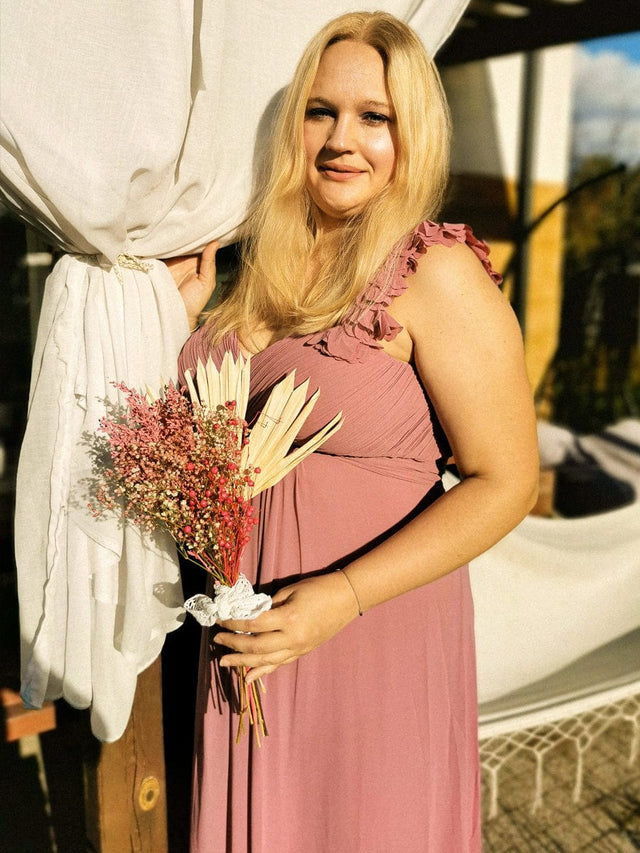 Plus Size One Shoulder Long Chiffon Bridesmaid Dress Fan Photos 1
