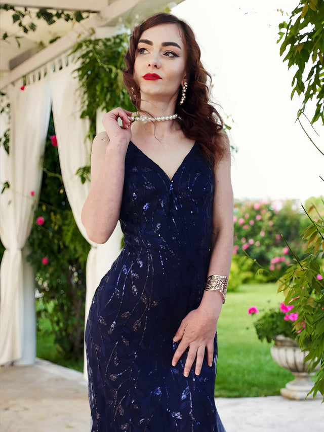 ever ORIEL|Women's Double V-Neck Fishtail Sequin Evening Dress Fan Photos 11
