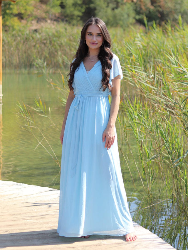 ever LEORA|Flowy Pleated A-Line Chiffon Tie-Waist Bridesmaid Dress Fan Photos 17
