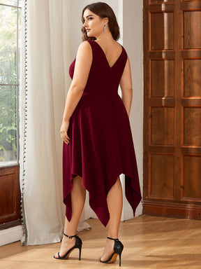 Sleeveless V-Neck Asymmetrical Hem Stretchy Formal Dress