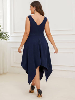 Sleeveless V-Neck Asymmetrical Hem Stretchy Formal Dress