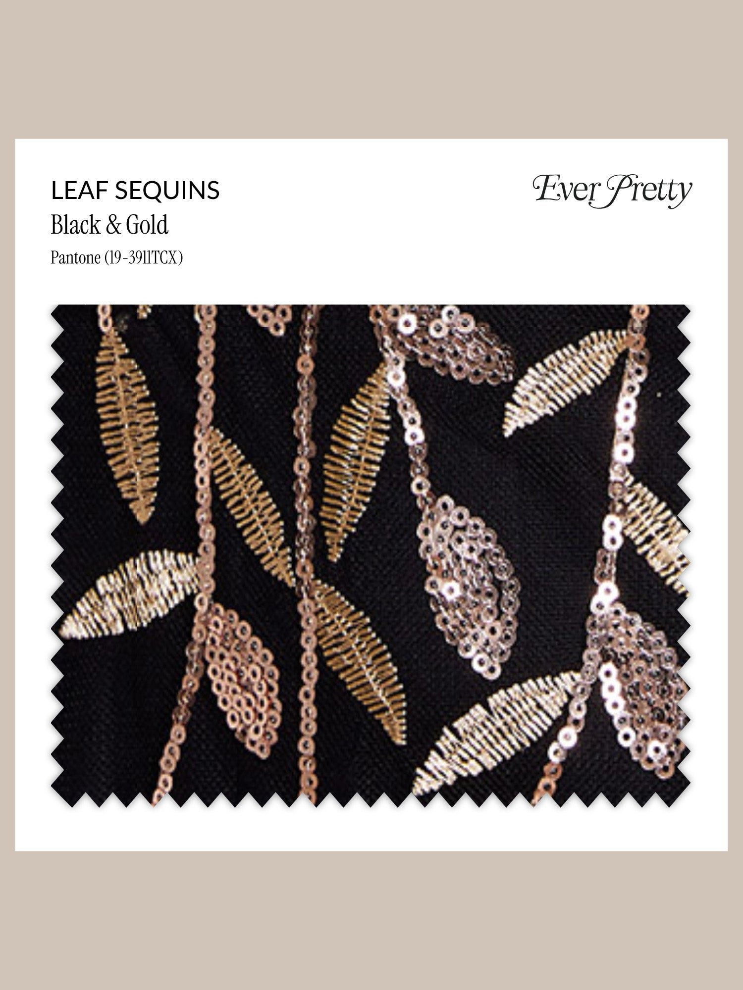 Ever-Pretty Leaf Sequins Swatch #Color_Black & Gold
