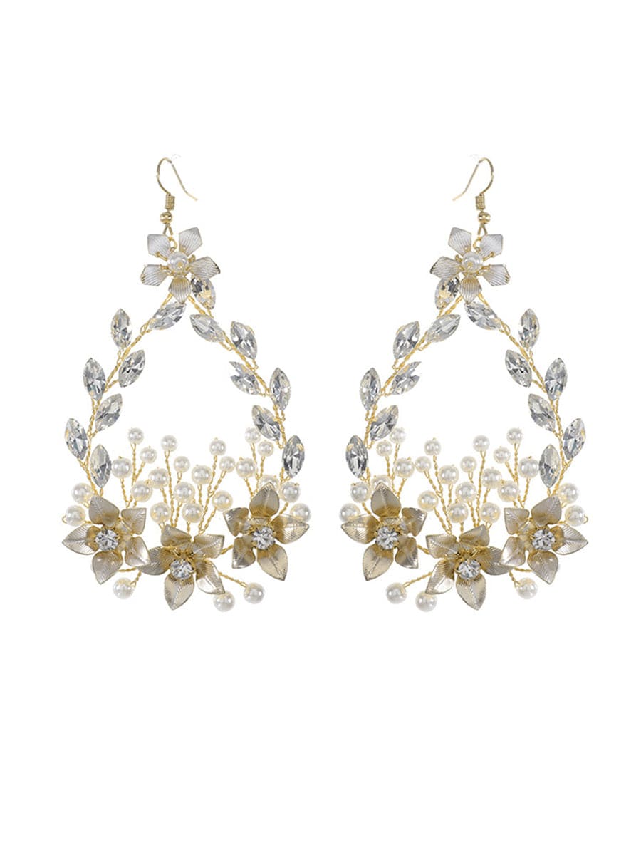 Exquisite Design Imitation Pearl Rhinestone Handmade Earrings