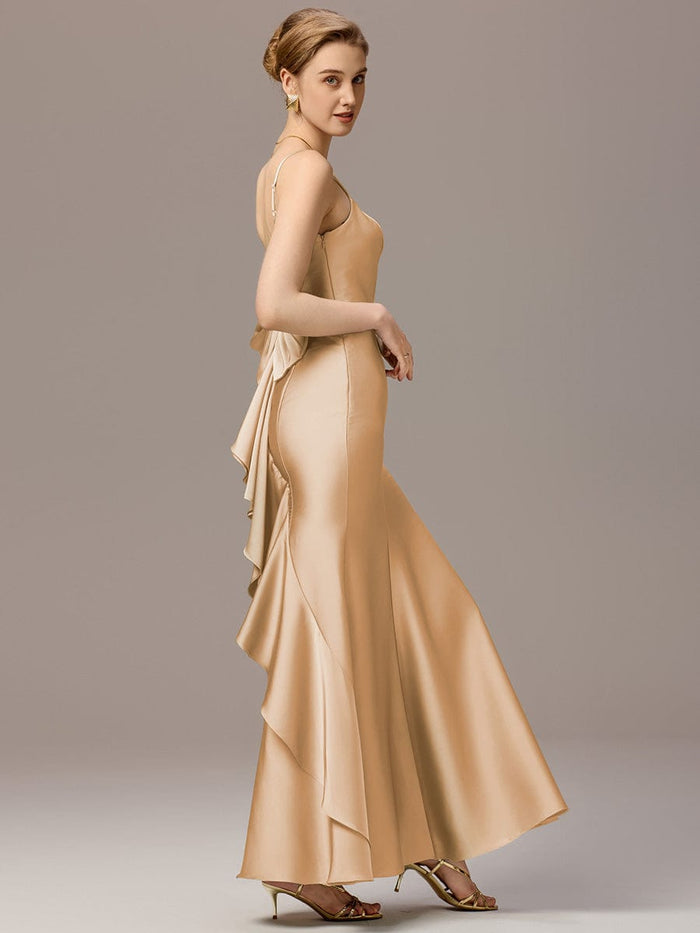 Elegant Mermaid Backless Bridesmaid Dress, Bridesmaid Dress with Bow-Knot, KX741