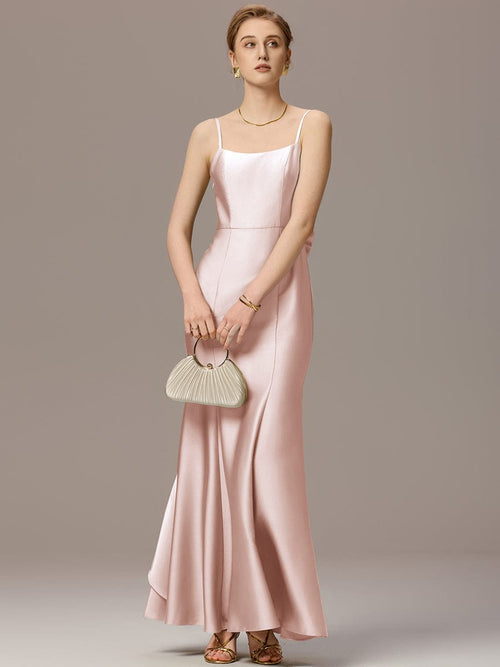 Halter Stretch Satin Mermaid Bridesmaid Gown main image 1