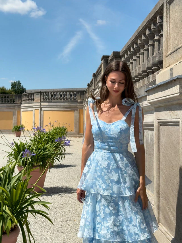 ever CODI|Bow Straps Floral Lace Tiered Dress Fan Photos 3
