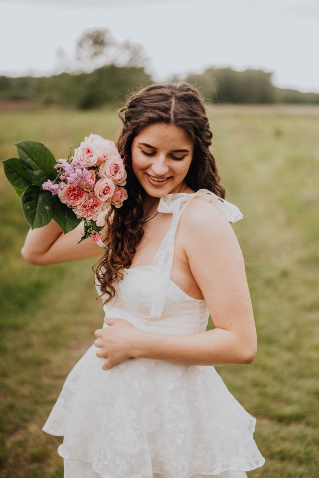 ever CODI|Bow Straps Floral Lace Tiered Dress Fan Photos 6
