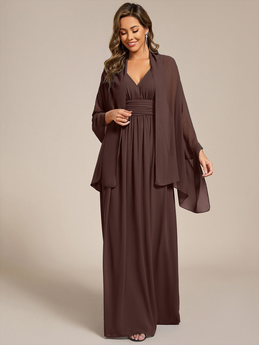 Elegant Chiffon Shawl for Special Occasions #color_Chocolate Brown