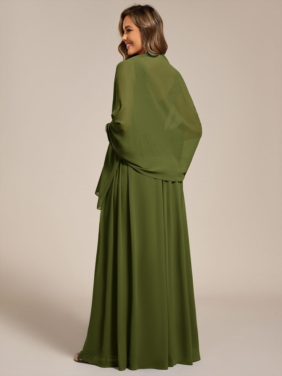 Elegant Chiffon Shawl for Special Occasions #color_Olive Green