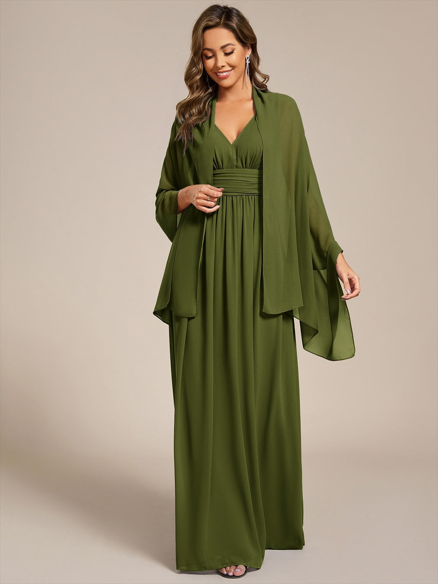 Elegant Chiffon Shawl for Special Occasions #color_Olive Green
