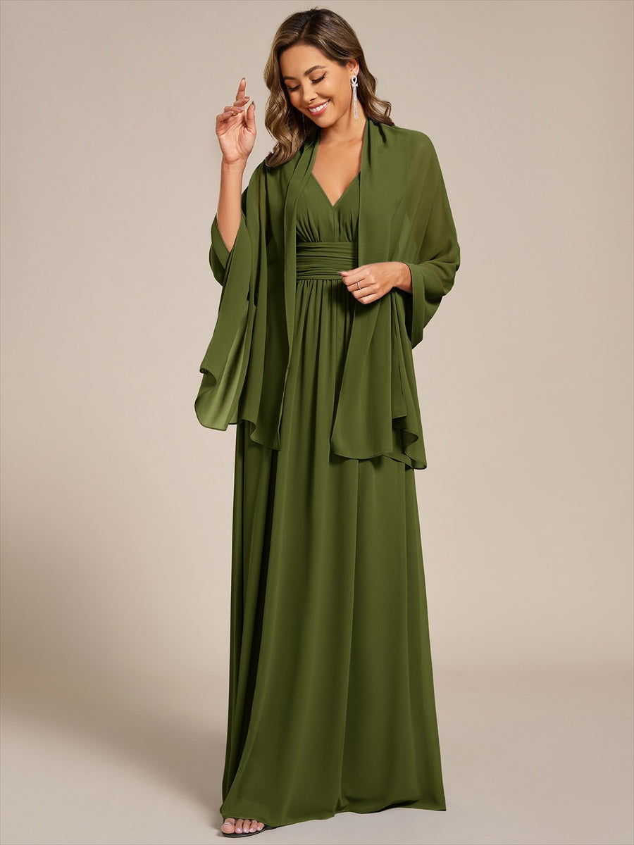 Elegant Chiffon Shawl for Special Occasions #color_Olive Green