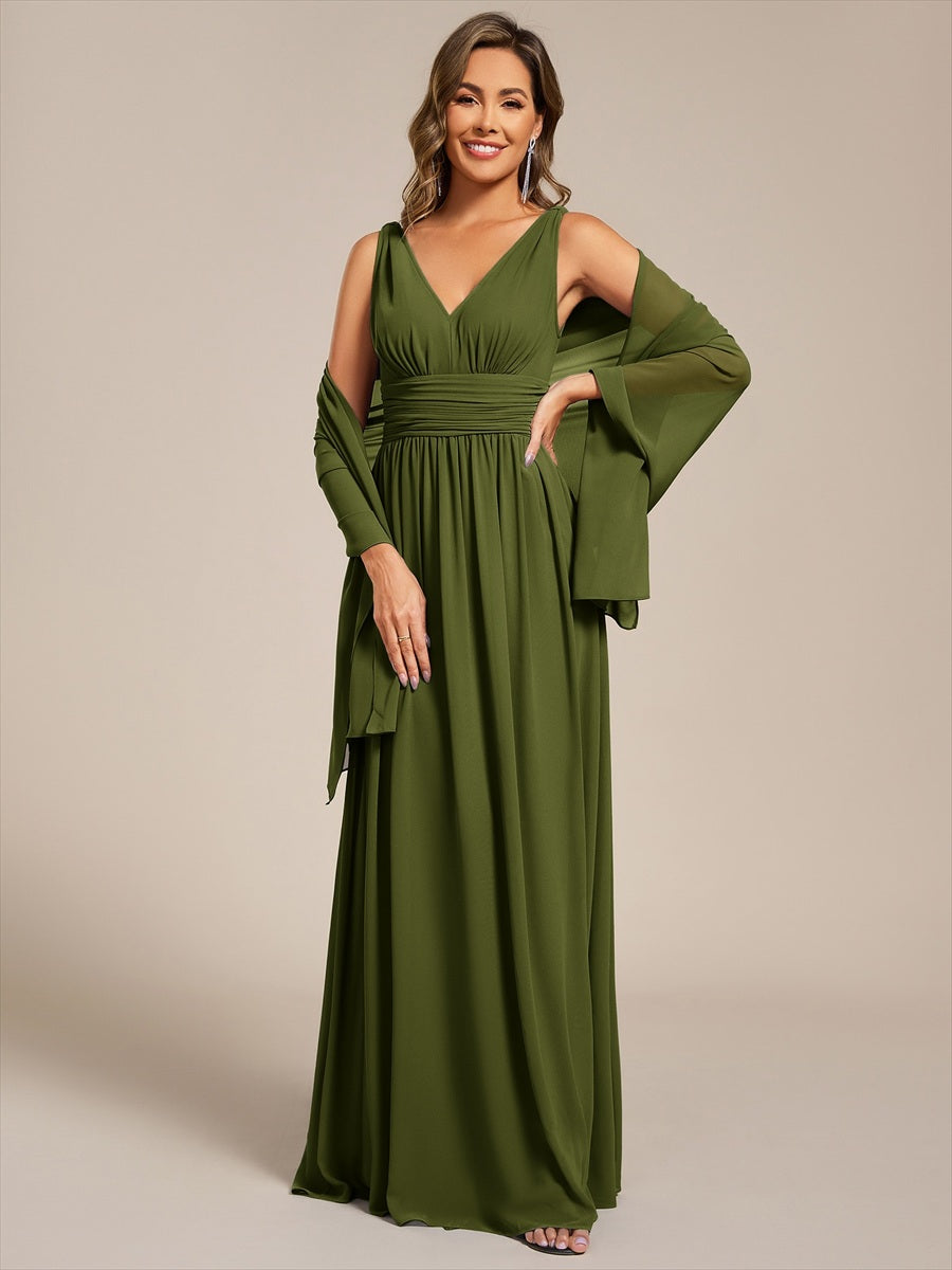 Elegant Chiffon Shawl for Special Occasions #color_Olive Green