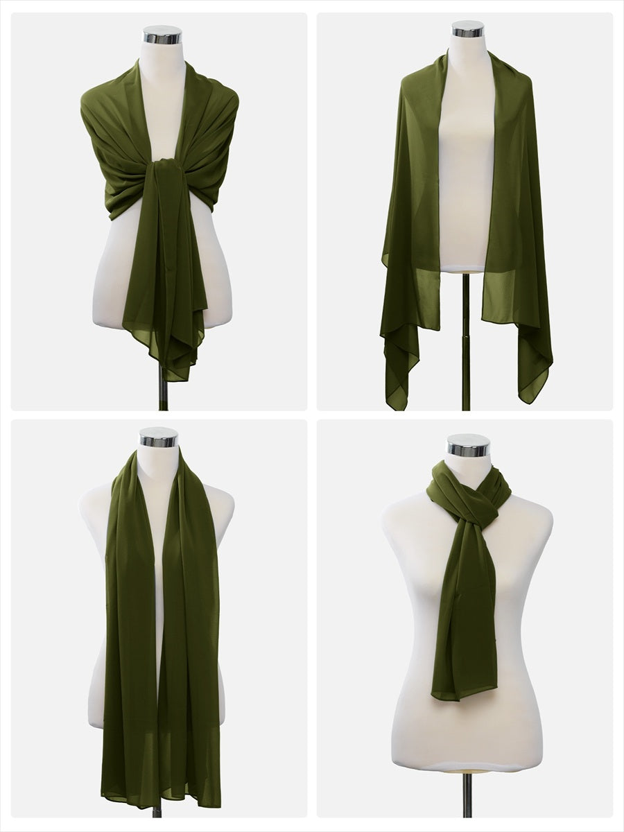 Elegant Chiffon Shawl for Special Occasions #color_Olive Green