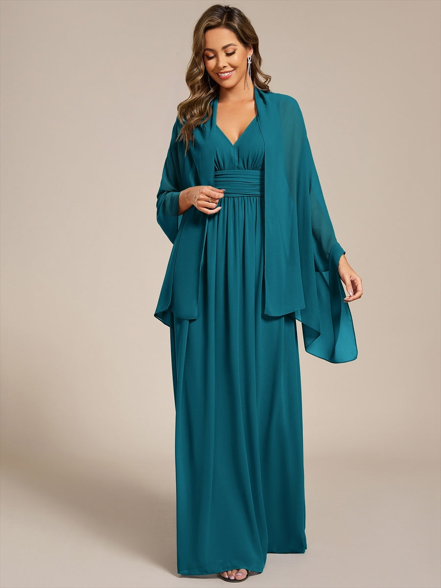 Elegant Chiffon Shawl for Special Occasions #color_Teal Blue