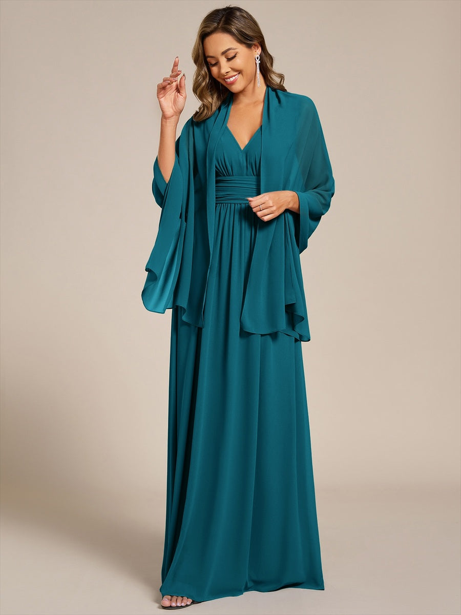 Elegant Chiffon Shawl for Special Occasions #color_Teal Blue