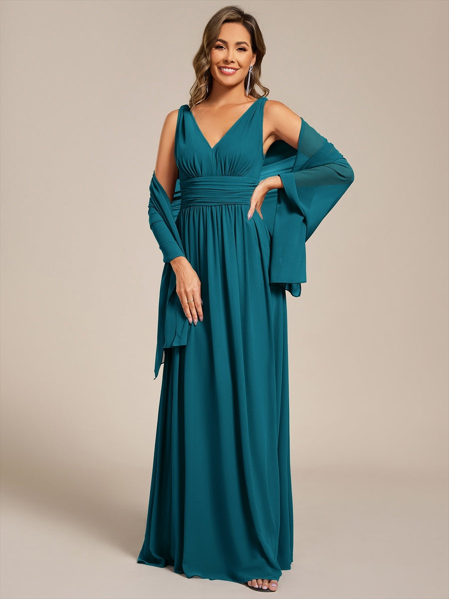 Elegant Chiffon Shawl for Special Occasions #color_Teal Blue