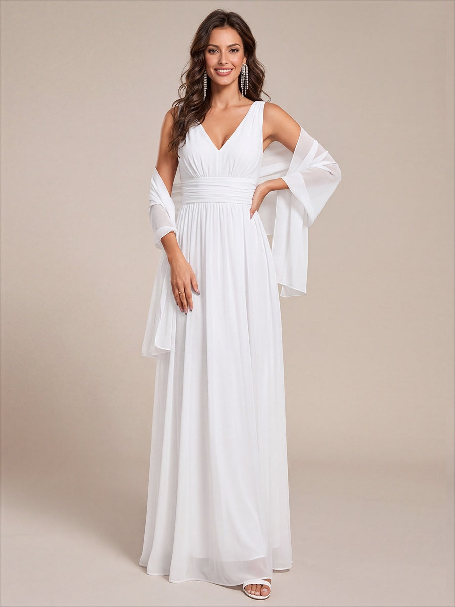 Elegant Chiffon Shawl for Special Occasions #color_White