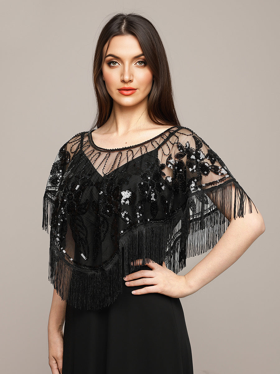 Fringed Tulle Shawl For Special Occasions