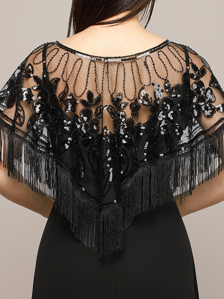 Fringed Tulle Shawl For Special Occasions