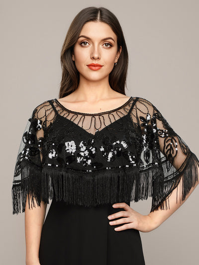 Fringed Tulle Shawl For Special Occasions